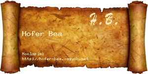 Hofer Bea névjegykártya